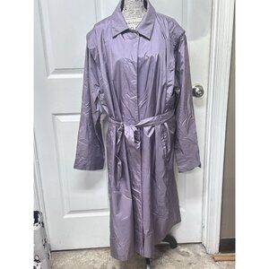 British Mist Shines Dusty Purple Button Up Tie Front Pockets Vintage